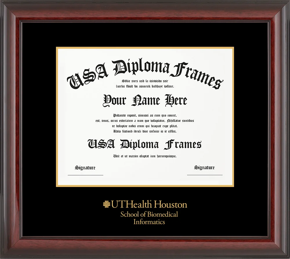 Single - Horizontal Document - Cherry Mahogany Glossy Moulding - Black Mat - Metallic Gold Accent Mat - Gold Embossing Diploma Frame