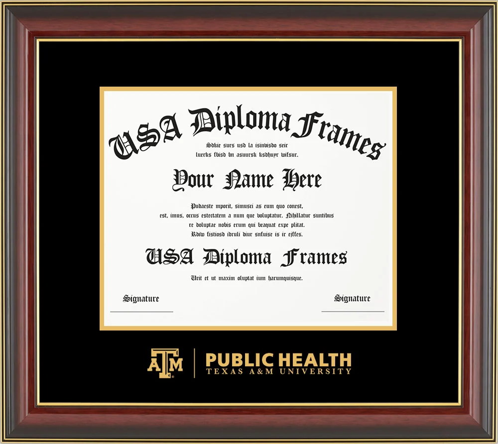 Single - Horizontal Document - Cherry Mahogany Gold Trim Glossy Moulding - Black Mat - Metallic Gold Accent Mat - Gold Embossing Diploma Frame