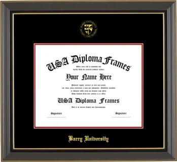 Barry Diploma Frame – Black Gold Trim – Black/Red Mat