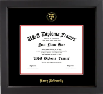 Barry University Diploma Frame – Black Matte – Black/Red Mat
