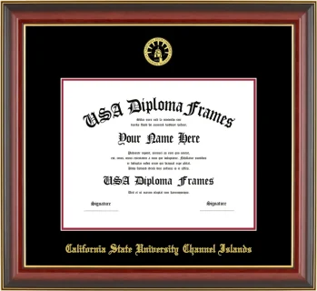 CSUCI Diploma Frame – Cherry Gold Trim – Black/Crimson Mat