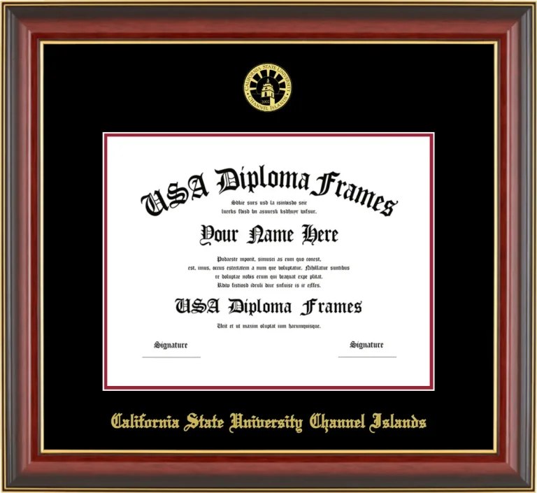 CSUCI Diploma Frame – Cherry Gold Trim – Black/Crimson Mat