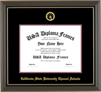 CSUCI Diploma Frame – Black Gold Trim – Black/Crimson Mat