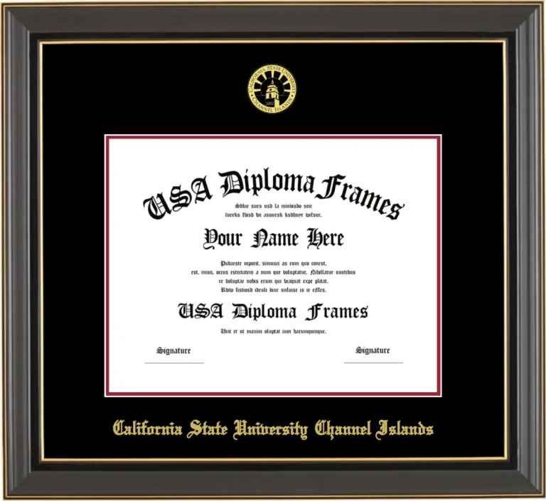 CSUCI Diploma Frame – Black Gold Trim – Black/Crimson Mat