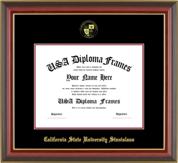 CSUStan Diploma Frame – Cherry Gold Trim – Black/Crimson Mat