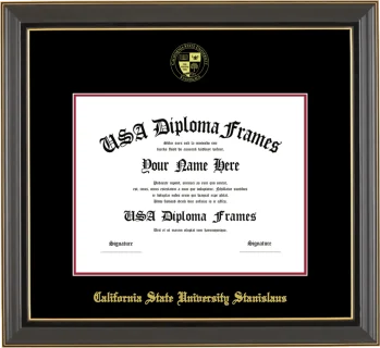 CSUStan Diploma Frame – Black Gold Trim – Black/Crimson Mat