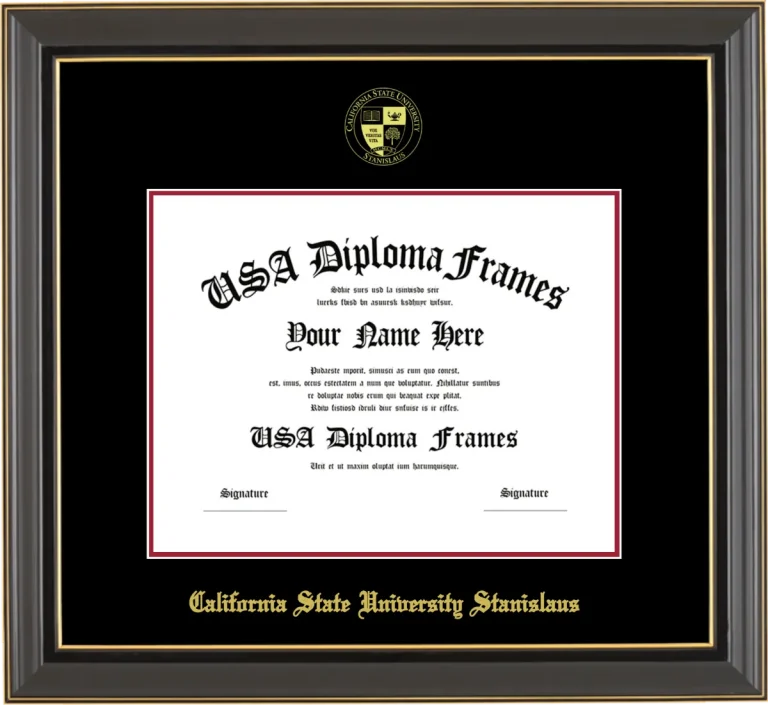 CSUStan Diploma Frame – Black Gold Trim – Black/Crimson Mat