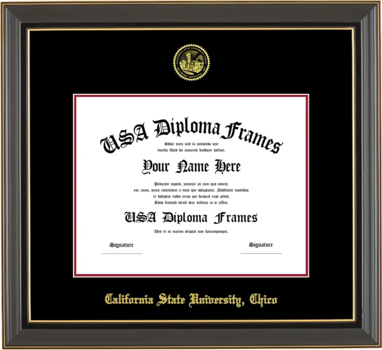 CSUC Diploma Frame – Black Gold Trim – Black/Crimson Mat