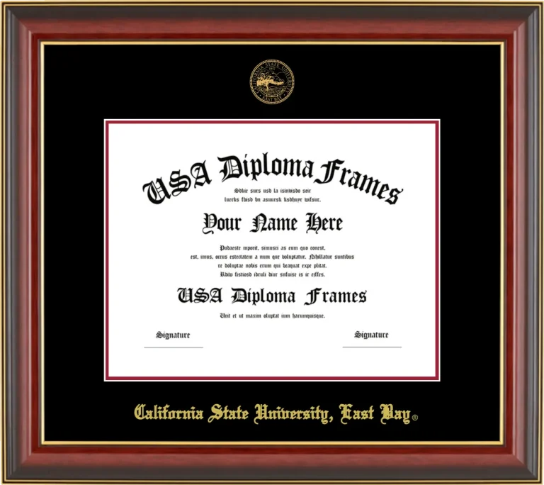 CSUEB Diploma Frame – Cherry Gold Trim – Black/Crimson Mat