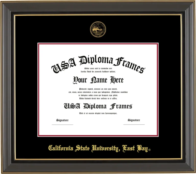 CSUEB Diploma Frame – Black Gold Trim – Black/Crimson Mat