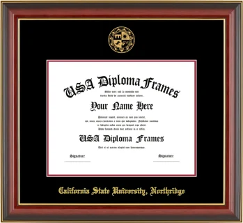 CSUN Diploma Frame – Cherry Gold Trim – Black/Crimson Mat