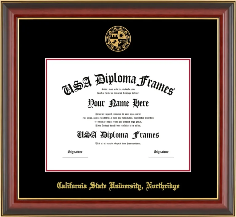 CSUN Diploma Frame – Cherry Gold Trim – Black/Crimson Mat