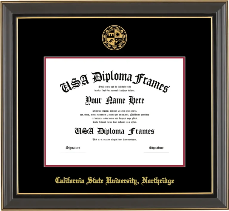 CSUN Diploma Frame – Black Gold Trim – Black/Crimson Mat