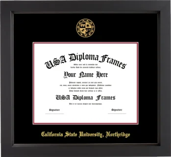 CSUN Diploma Frame – Black Matte – Black/Crimson Mat