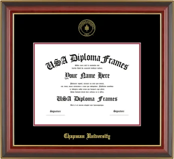 Chapman Diploma Frame – Cherry Gold Trim – Black/Crimson Mat