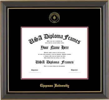 Chapman Diploma Frame – Black Gold Trim – Black/Crimson Mat