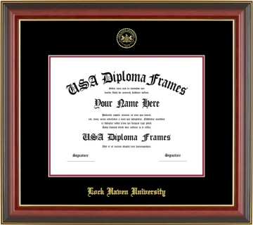 LHUP Diploma Frame – Cherry Gold Trim – Black/Crimson Mat
