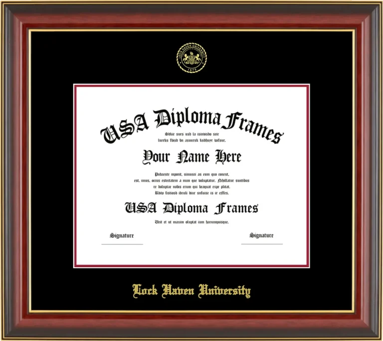 LHUP Diploma Frame – Cherry Gold Trim – Black/Crimson Mat