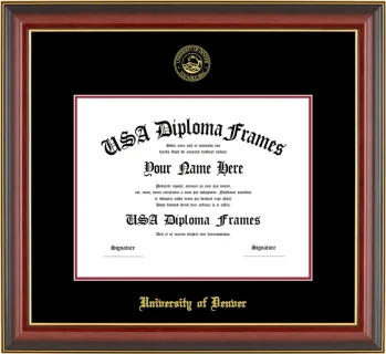 UD Diploma Frame – Cherry Gold Trim – Black/Crimson Mat