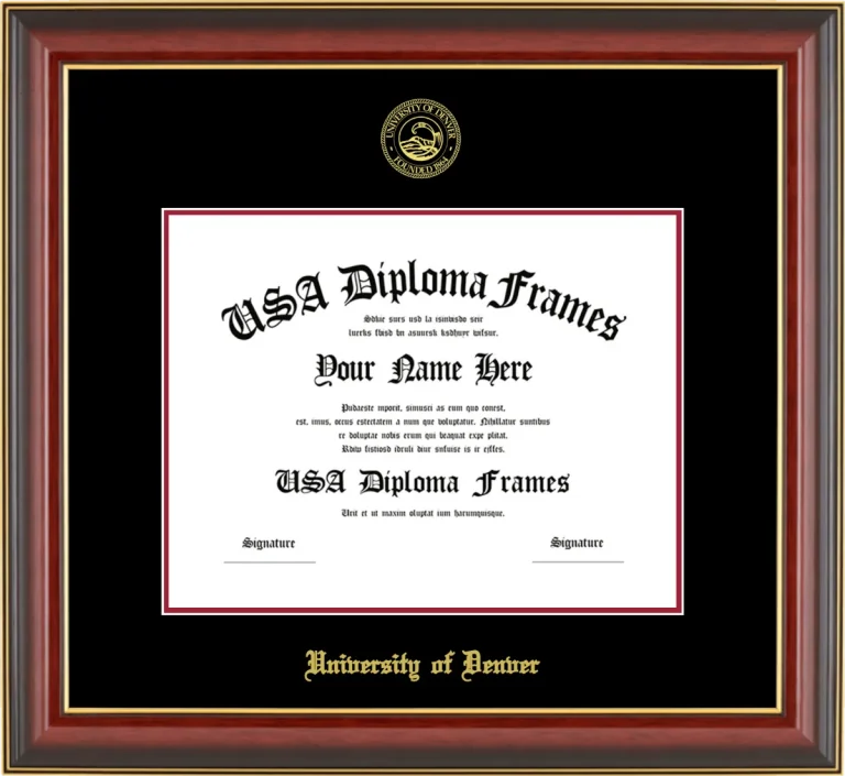 UD Diploma Frame – Cherry Gold Trim – Black/Crimson Mat