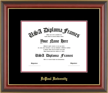 DePaul Diploma Frame – Cherry Gold Trim – Black/Crimson Mat