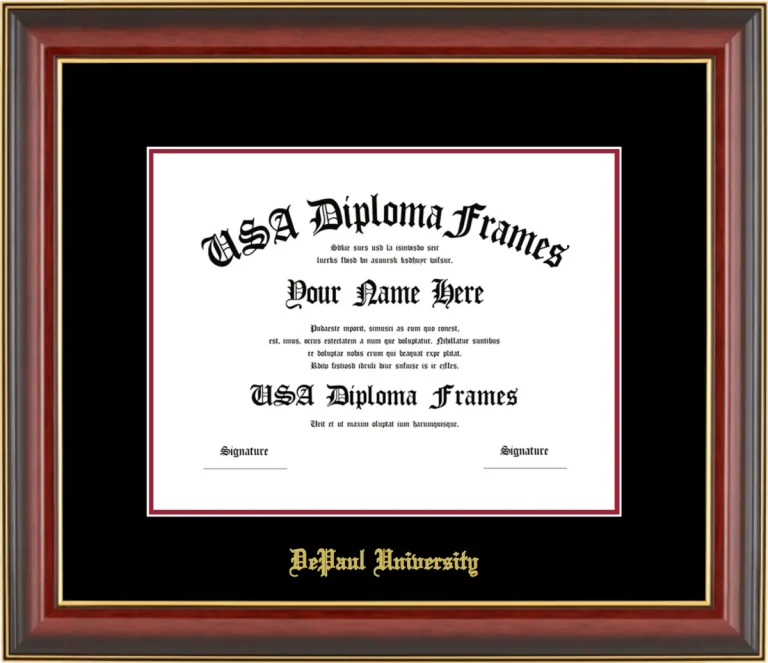 DePaul Diploma Frame – Cherry Gold Trim – Black/Crimson Mat
