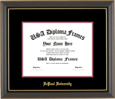 DePaul Diploma Frame – Black Gold Trim – Black/Crimson Mat