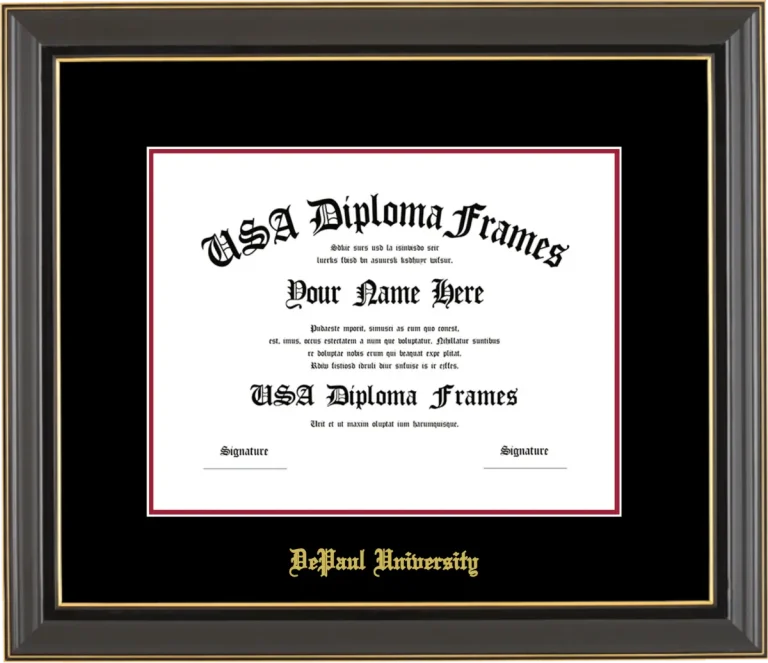 DePaul Diploma Frame – Black Gold Trim – Black/Crimson Mat