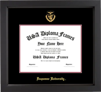 DuqU Diploma Frame – Black Matte – Black/Crimson Mat