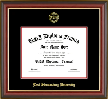 ESUP Diploma Frame – Cherry Gold Trim – Black/Red Mat