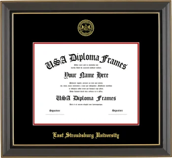 ESUP Diploma Frame – Black Gold Trim – Black/Red Mat
