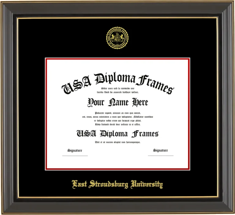 ESUP Diploma Frame – Black Gold Trim – Black/Red Mat