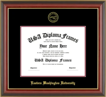 EWU Bachelors Frame – Cherry Gold Trim – Black/Crimson Mat