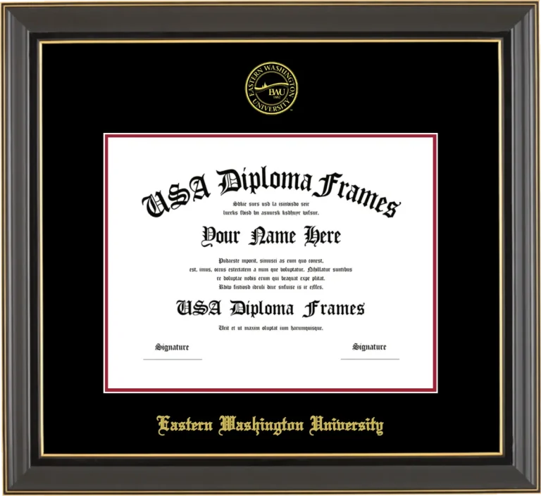 EWU Bachelors Frame – Black Gold Trim – Black/Crimson Mat