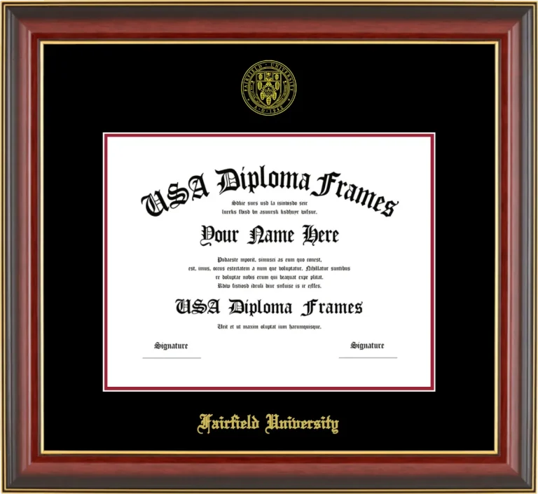 Fairfield Diploma Frame – Cherry Gold Trim – Black Mat