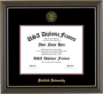 Fairfield Diploma Frame – Black Gold Trim – Black Mat