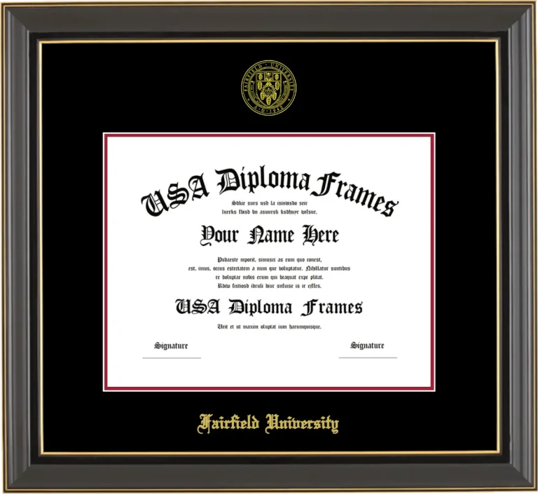 Fairfield Diploma Frame – Black Gold Trim – Black Mat