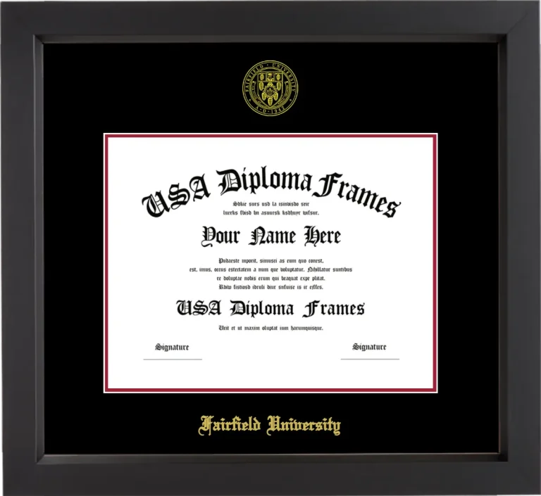 Fairfield Diploma Frame – Black Matte – Black/Crimson Mat