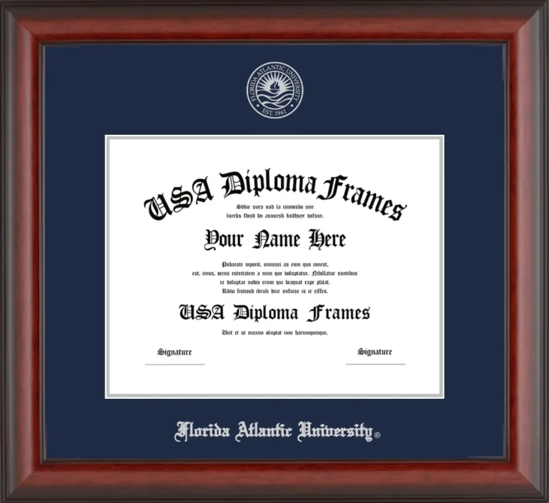 FAU Diploma Frame – Cherry Matte – Navy/Silver Mat