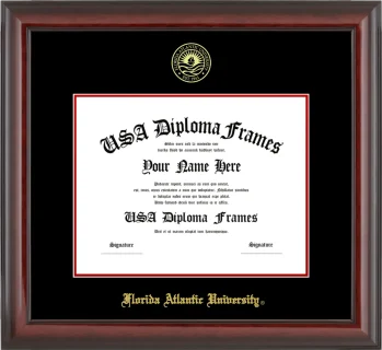 FAU Diploma Frame – Cherry Glossy – Black/Red Mat