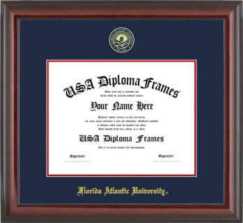 FAU Diploma Frame – Cherry Glossy – Navy/Red Mat
