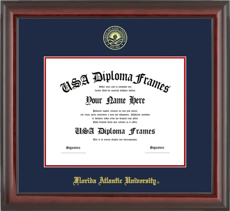 FAU Diploma Frame – Cherry Glossy – Navy/Red Mat