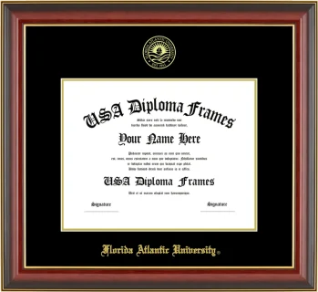 FAU Diploma Frame – Cherry Gold Trim – Black/Gold Mat