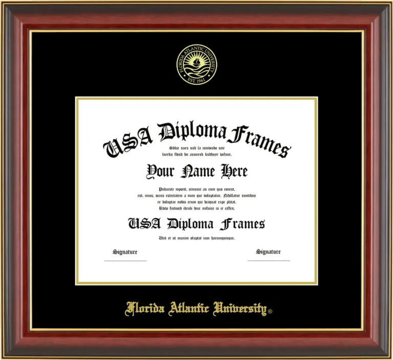 FAU Diploma Frame – Cherry Gold Trim – Black/Gold Mat