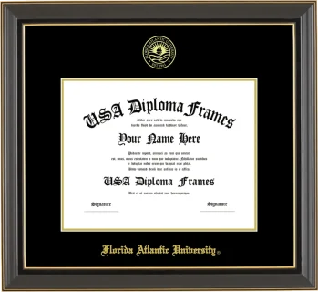 FAU Diploma Frame – Black Gold Trim – Black/Gold Mat