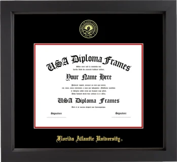 FAU Diploma Frame – Black Matte – Black/Red Mat