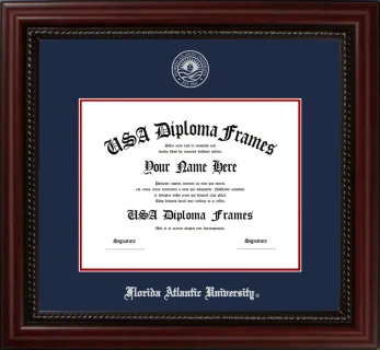 FAU Diploma Frame – Cherry Rope – Navy/Red Mat