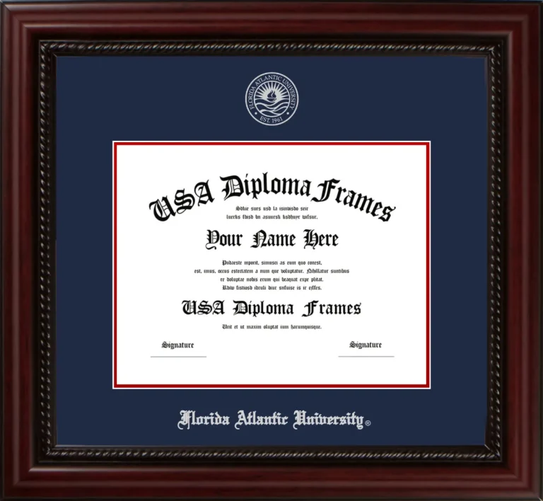 FAU Diploma Frame – Cherry Rope – Navy/Red Mat
