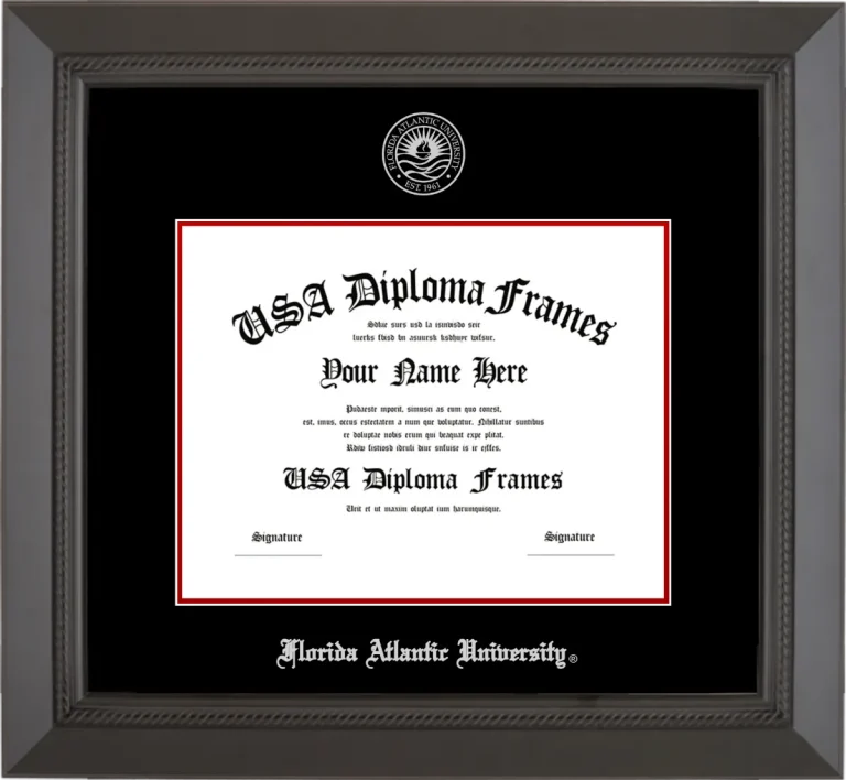 FAU Diploma Frame – Black Rope – Black/Red Mat