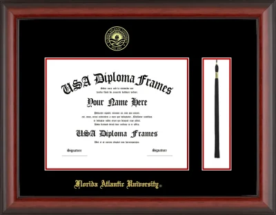 FAU Diploma Frame w/Tassel – Cherry Matte – Black/Red Mat